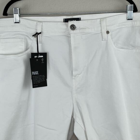 Paige Federal Iced Frost White Denim Raw Hem Cut Off Jean Shorts 30/32 NWT - Picture 5 of 12